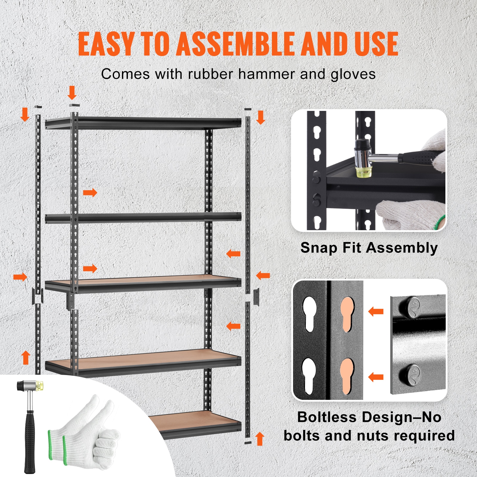 Heavy Duty Metal Storage Shelving Unit 5 Tier Adjustable Rack Black_voghion.com